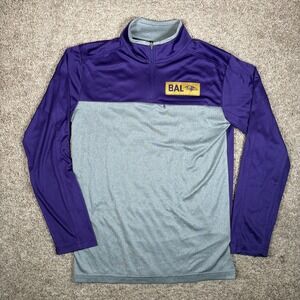NFL Baltimore Ravens Mens M Medium Pullover Quarter Zip Long Sleeve Shirt Purple